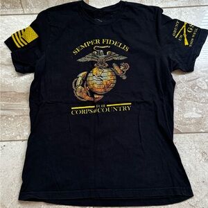 Simper Fidelis Eagle Globe Anchor Military Graphic Tee - Black  grunt style